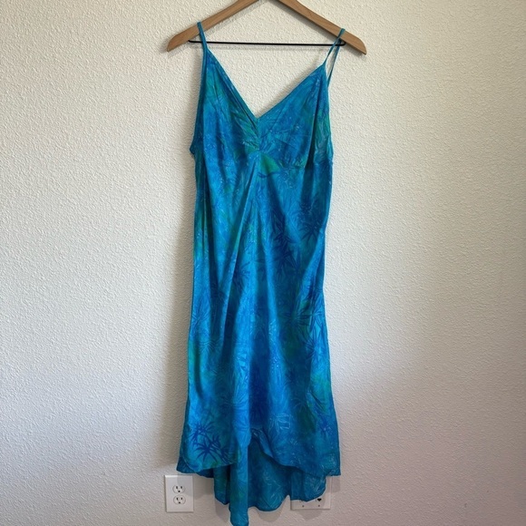 20. VTG Island Girl Women's XL Maxi Dress Hawaiian Tropical Blue Vacation Boho - Picture 1 of 9